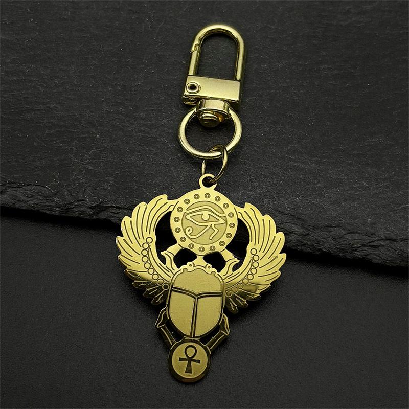Ägyptischer Skarabäus Auge des Ra Horus Halskette Edelstahl Gold Ankh Schlüssel des Lebens Schmuck Halsband Elegantes Geschenk N2336S01