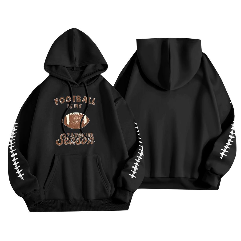 Women's Fashionable, Casual, Comfortable Round-neck, Hooded, Long-sleeved, Rugby-print Warm Sweater