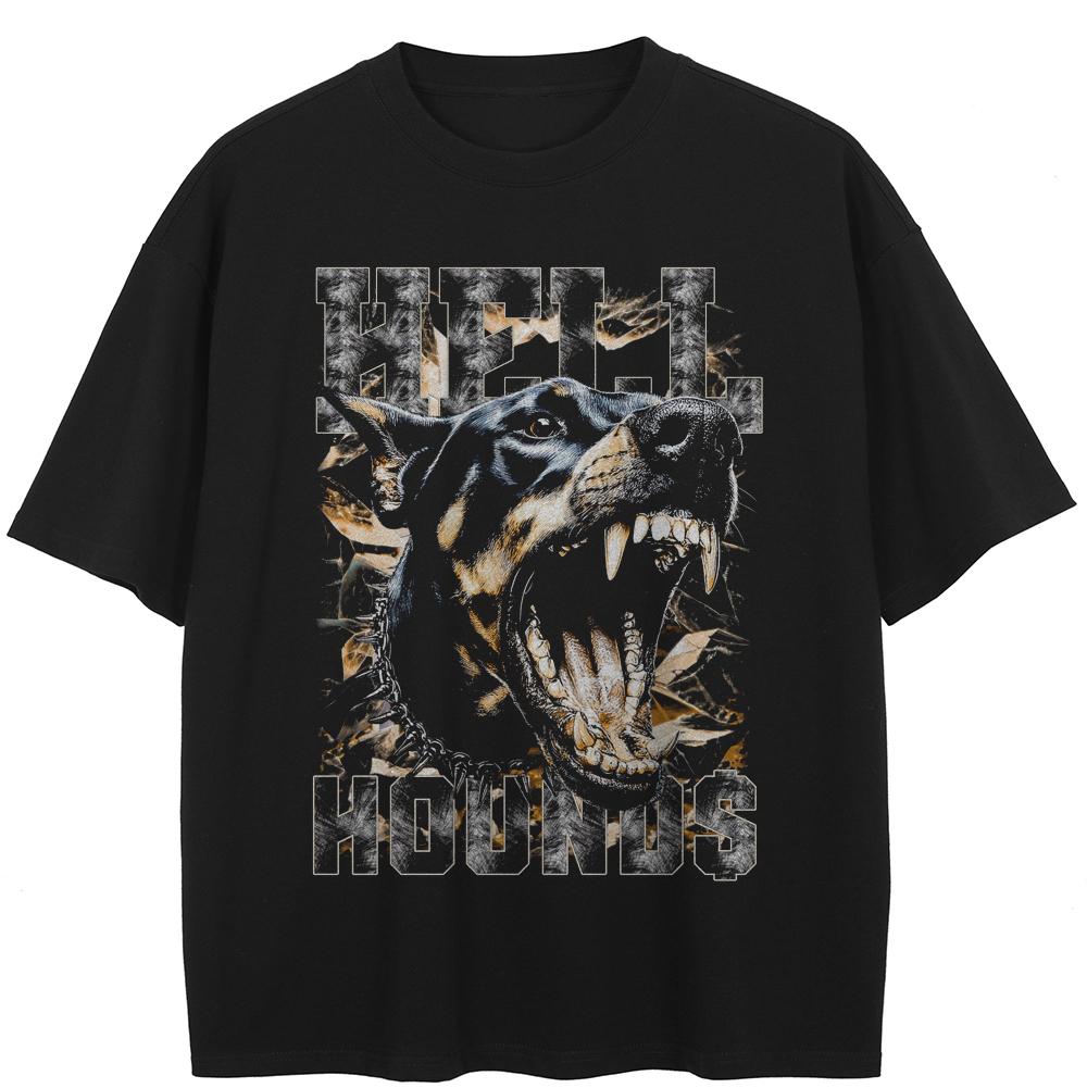 2026 Мужская стираная черная футболка Streetwear QUARTER 24 Графика Цербера A37T018 XXL 2190₽