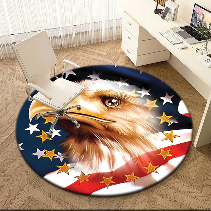 1pc American Bald Eagle Poster Round carpet Painted Printed circular carpet, home door mat, outdoor travel protection carpet