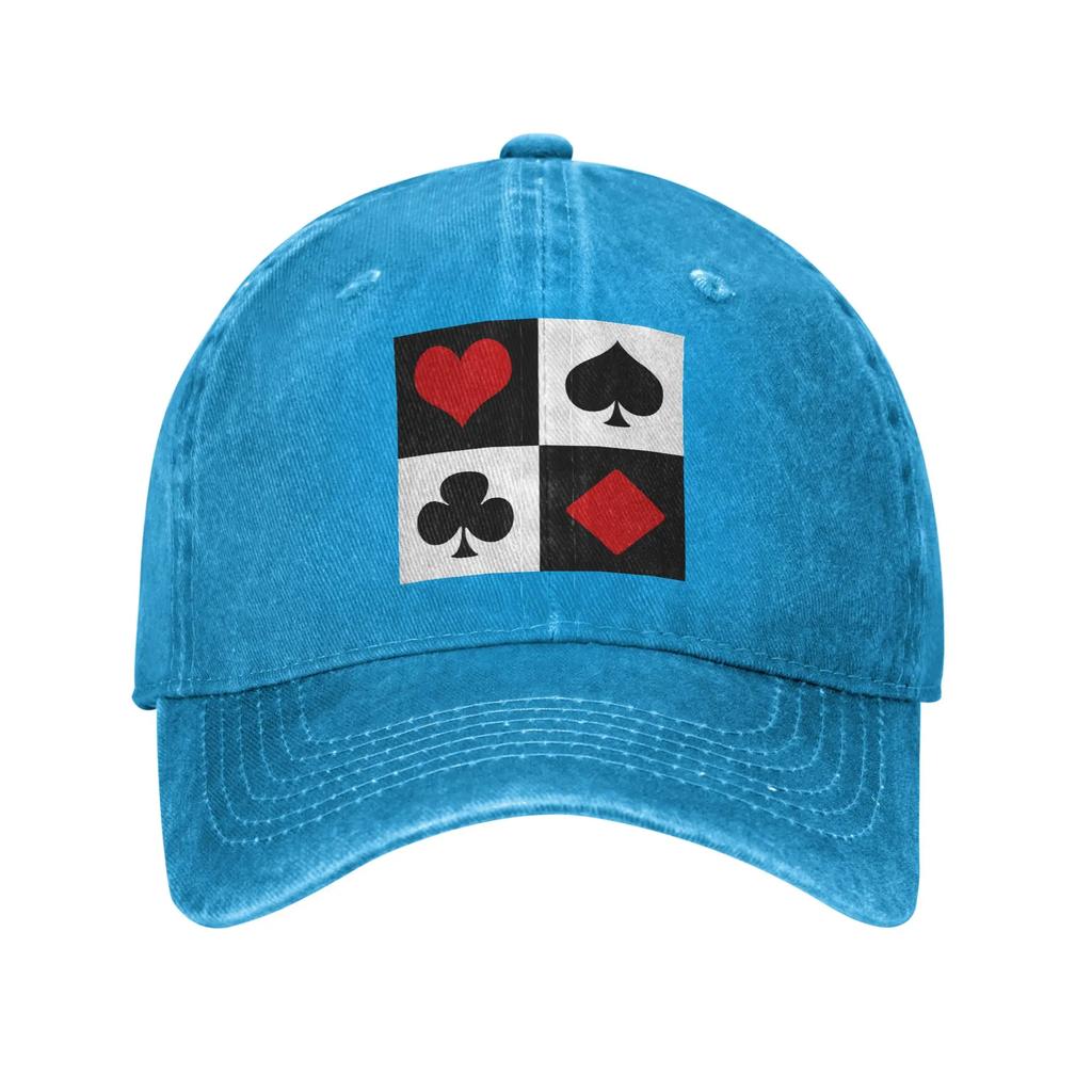 Playing Card Washed Denim Cap Casual Baseball Caps Adjustable Hat Summer Unisex Baseball Hats