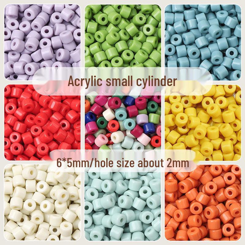 

6mm Cylindrical Cream Beads Phone Chain - Acrylic Multi-Color DIY Jewelry Material