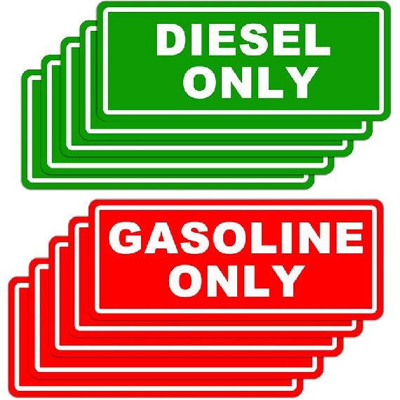 10Pc Diesel Only And Gasoline Only Stickers For Fuel Tank | Vinyl Waterproof And Sunburn Resistant Diesel Only & Gasoline Only Decals For Fuel