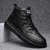 Men's High Top Boots Fashion Casual Leather Boots Lace Up Ankle Booties Classic Black Business Boots for Men Botas Hombre2025