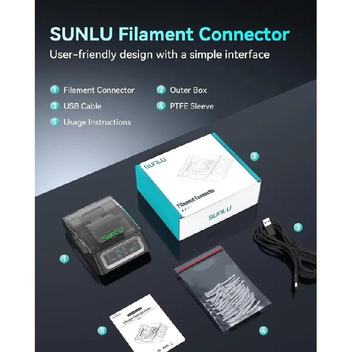 SUNLU Filament Connector Fast Heating Filament Connector Compatible with PLA PETG TPU ABS PA for 3D Printer Filament 1.75mm