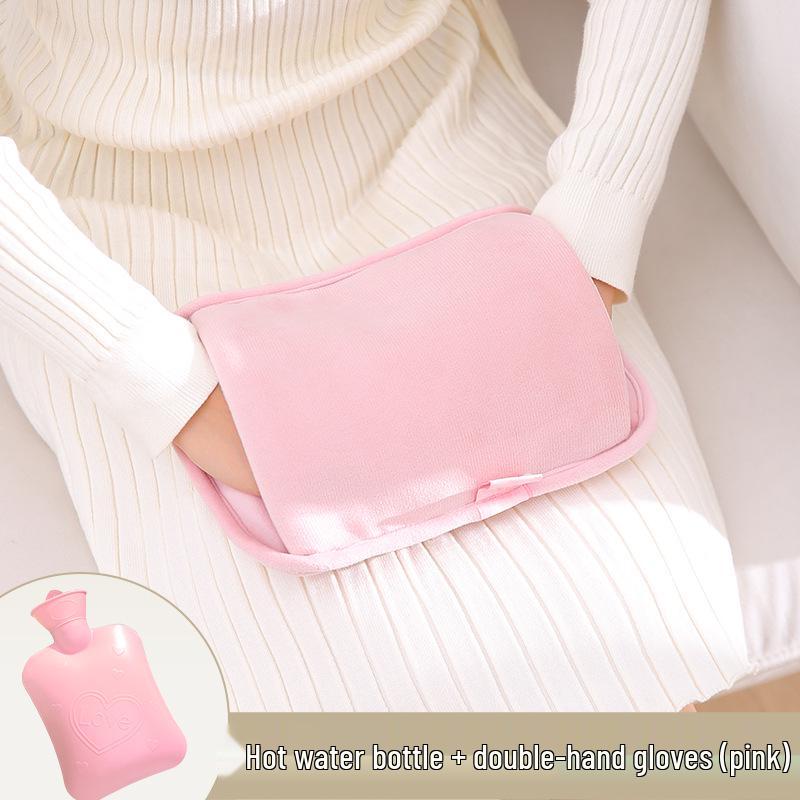 Portable High-Density PVC Hot Water Bag with Plush Cover - Explosion-Proof Winter Hand Warmer