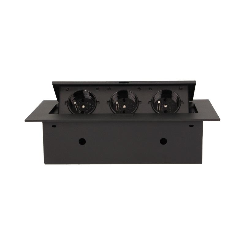 Recessed Socket 3X2P+Z Flat Edge Black - On-Ae-1371/B