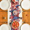 Independence Day Heart Star Table Runner 13x60 Inch , Linen 4th of July Patriotic Red and Blue Table Runners for Table Dinning Kitchen Party Holiday