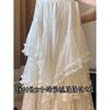 2025 Spring K-style Fashion Heavy Industry Elastic Waist Lace Stringy Selvedge Skirt Women's Sweet Fairy Long Dress Easiest for Match