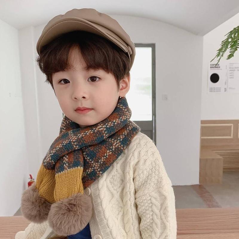 Boys' And Girls' Autumn And Winter Warm Neck Warmer Knitted Cross Scarf