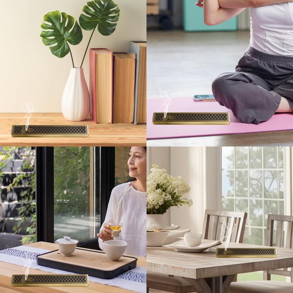 Zhejia Incense Holder, Horizontal Incense Burner with Lid, Openwork Design, Japanese Style, Ash-Proof, Ideal for Study, Meditation, Rest, Memorial