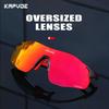 Kapvoe Photochromic Sports Sunglasses Rimless Cycling Glasses Bike Bicycle Glasses Men's MTB Road Running Goggles Red Blue UV400 4