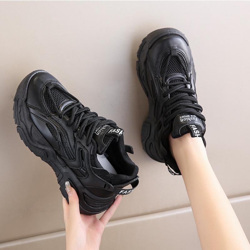 Trendy Design Women's Shoes 2024 Spring and Autumn Thick Sole Elevated Casual Mesh Breathable Colored Sports Shoes for Women