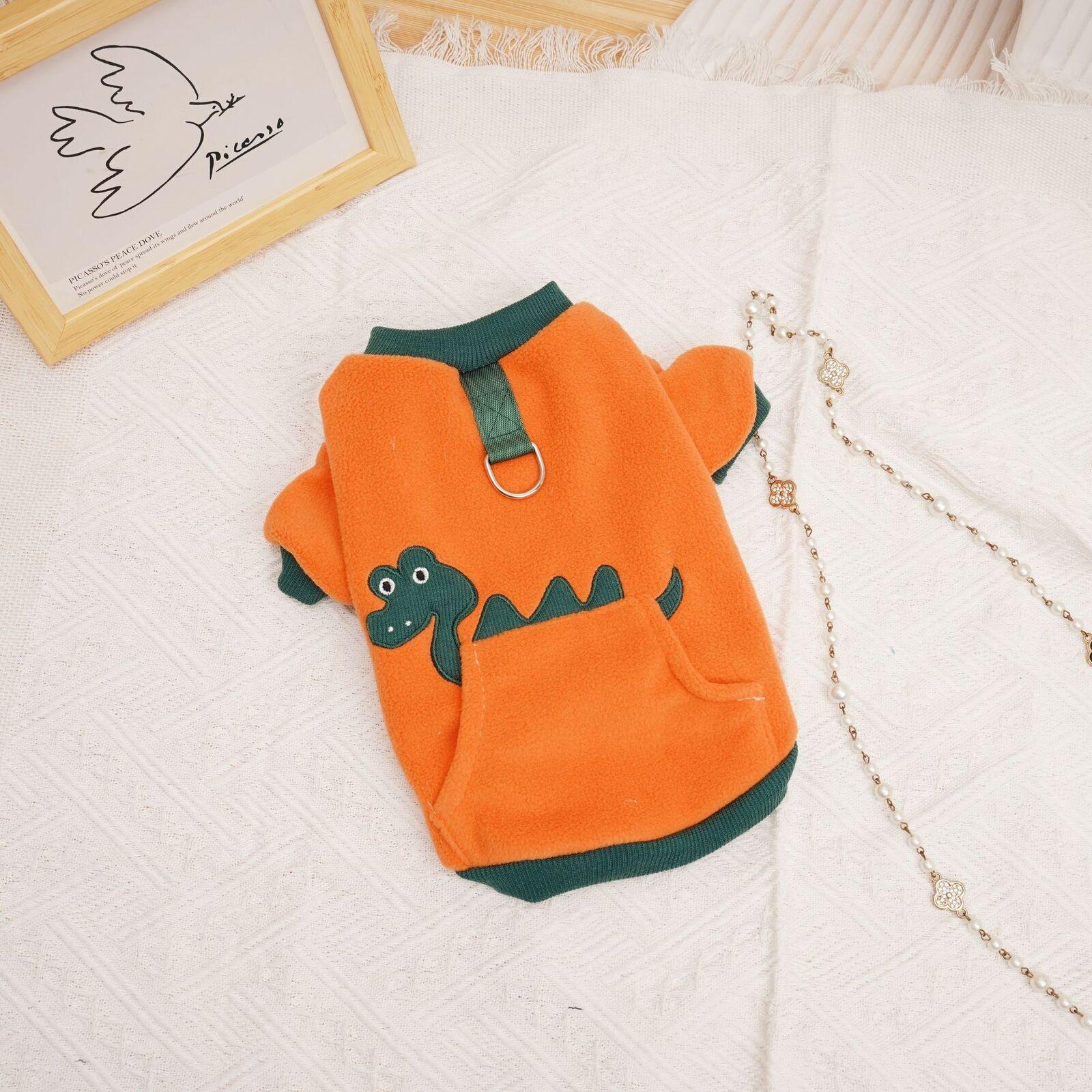 

Свитер с принтом динозавра для собак, зимняя одежда для домашних животных, флисовое пальто для щенков, куртка для маленьких и средних собак, толстовка с капюшоном для домашних животных, теплая одежда для кошек XXL оранжевый