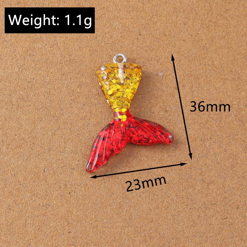 10pcs 36*23mm Resin Glittery Mermaid Tail Charms Pendants for Jewelry Making Necklace Earrings Bracelet DIY Accessories Supplies