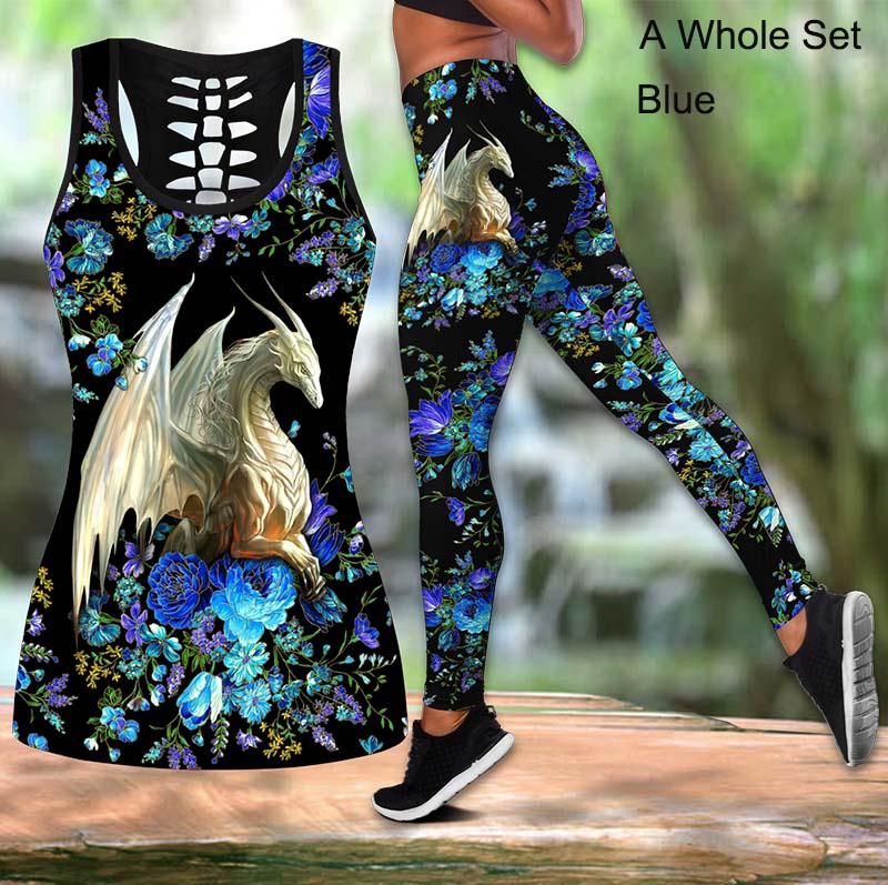 Hollow Tank Top Combo Women Yoga Pants 