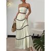 2026 Summer European & American Holiday Casual Strapless Lace Patchwork Long Dress & Two-Piece Women's Set
