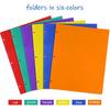 Feosky Folders with Pockets, 6 Assorted Colors Plastic Two Pocket Folders, File Folder, 2 Pockets Folder and 3 Hole for School, Home, and Office