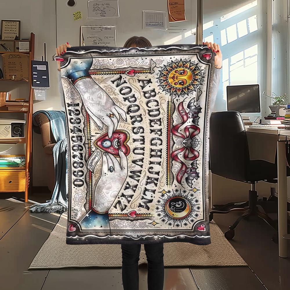 1PC Psychic Board Print Flannel Blanket, High Quality All Seasons, Home Decor, Warmth and Comfort, Perfect for Christmas Gifts