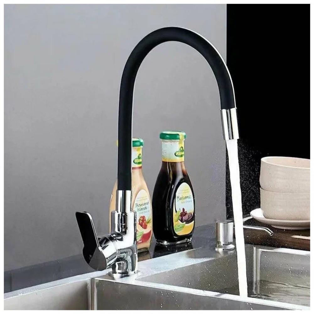 Set of a Free-standing Kitchen Tap with a Flexible Spout, Flexible Hoses and Aerator