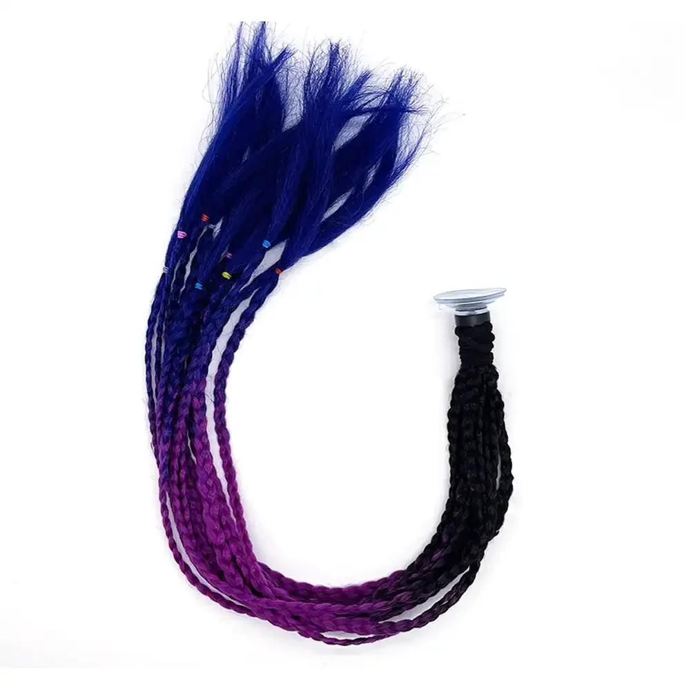 Helmet Dreadlocks Braid For Helmet Motorcycle Dreadlocks Dirty Braid Pigtail Gradient Synthetic Twist Braid Ponytail With Sucker