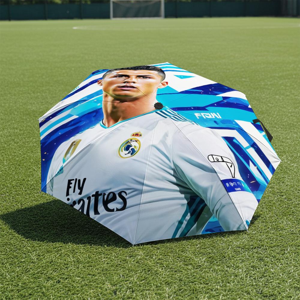 1 PC Automatic Folding Umbrella-Ronaldo Pattern, Portable & Foldable Design with 8 Ribs, Christmas Birthday Gifts