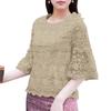 ZANZEA Kvinner Casual Rund Hals Halv Erme Bluse med Blonde Patchwork