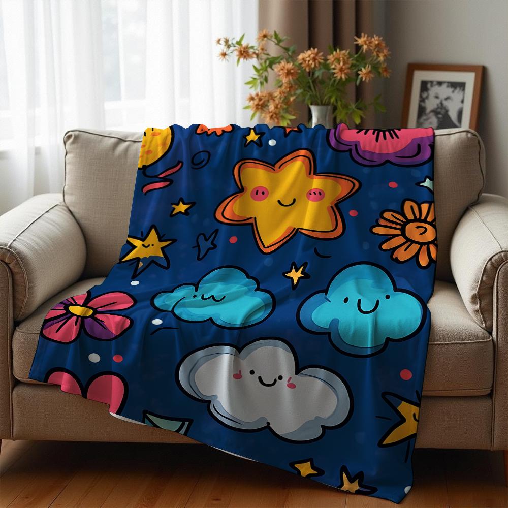 Marineblau Kaugummi Stern Weiche Flanelldecke Atmungsaktige Warme Decke für Büro Auto Sofa Kinderzimmer Geburtstag Weihnachtsgeschenk