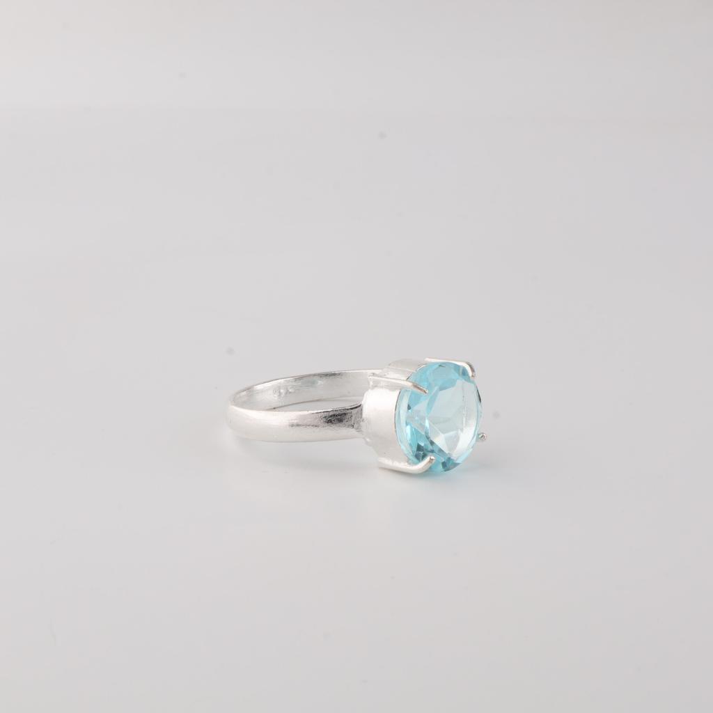 Sky Blue Topaz Gemstone 925 Sterling Silver Statement Designer Jewelry Ring For Engagement RR-72-10