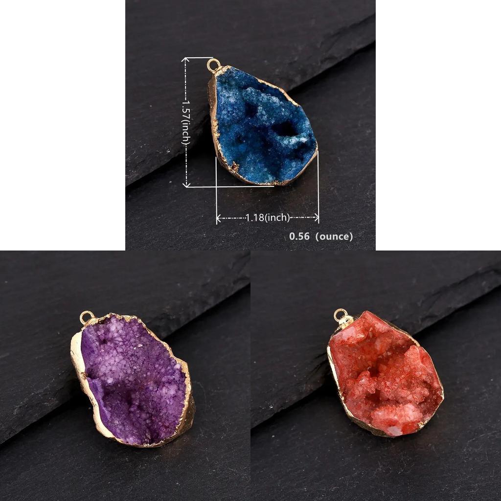 Natural Crystal Pendant Necklace With Gold Plated Edges For Boho Jewelry Enthusiasts