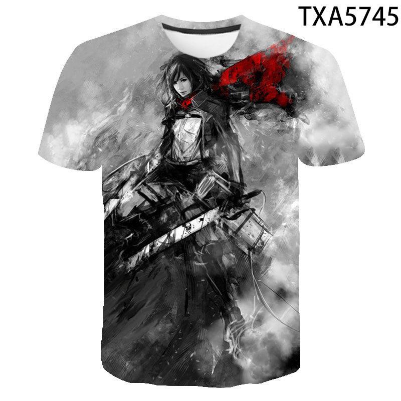 Attack on Titan 3D Pattern T-Shirt for Anime Fans, Stylish Cartoon Tops, Lightweight Polyester Casual Streetwear Clothes