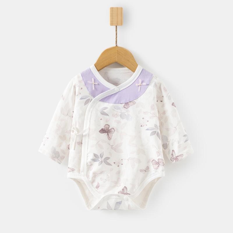 

0-12M Детский комбинезон для новорожденных, летний тонкий детский комбинезон для девочек и мальчиков, повседневный треугольный костюм для скалолазания с принтом, хлопковый комбинезон для малышей 80(9-12M) фиолетовый