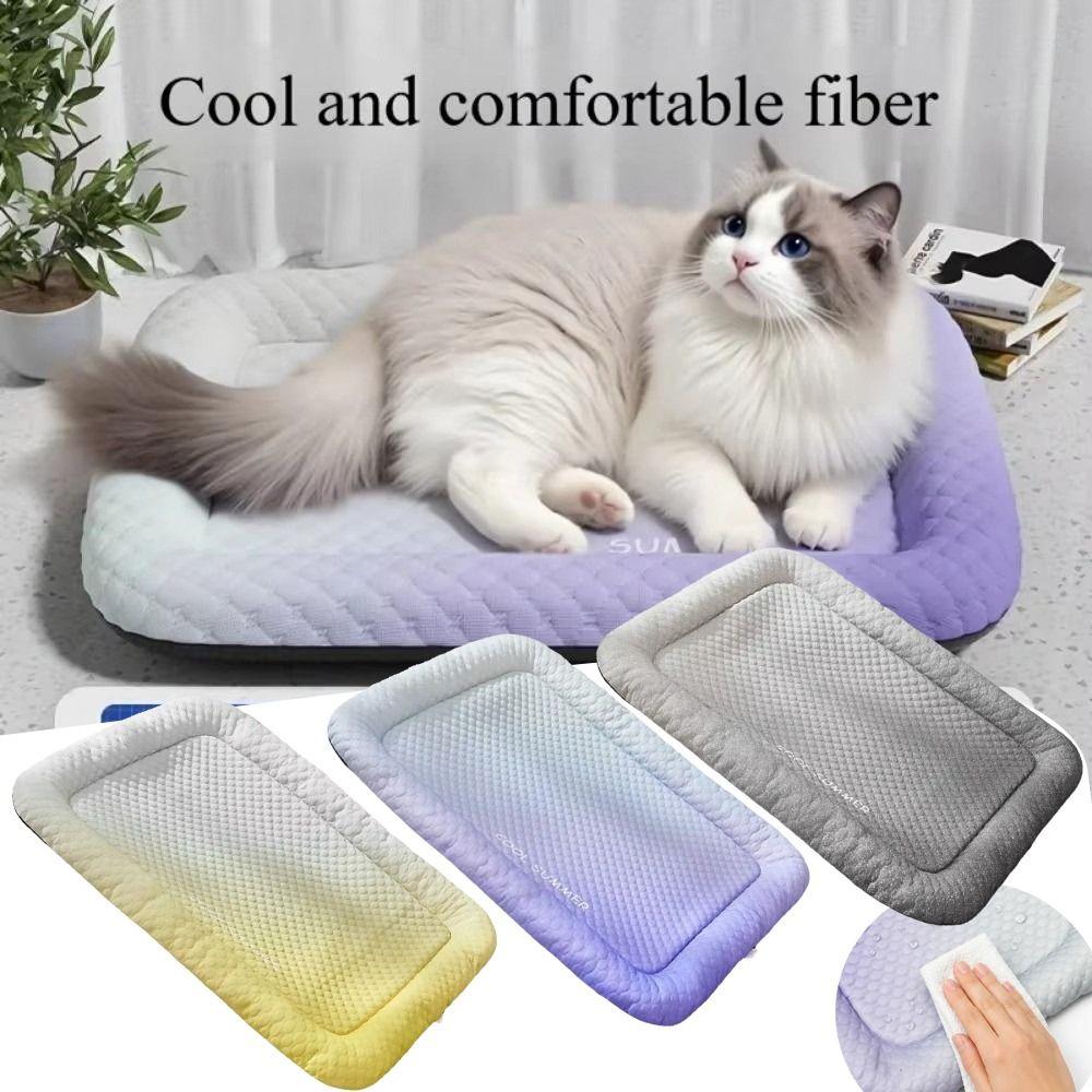 Ice Silk Dog Cooling Bed Ergonomic Oval Shape Cooling Pet Bed  for Dogs and Cats