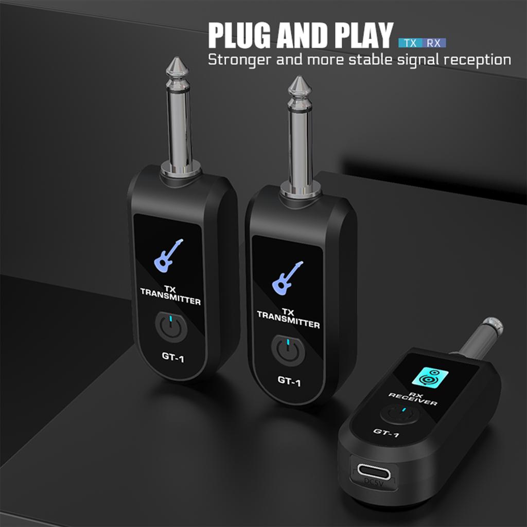 2.4G Wireless Guitar System Built-in Rechargeable Lithium Battery Wireless Guitar Transmitter Receiver for Electric Guitar Bass