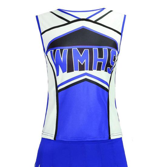 2 Pcs/Set Cheerleader Performance Outfit Sleeveless Top Skirt Set High School Glee Club Girl Cheerleading Costume Varsity Cheerleader Dress Uniform