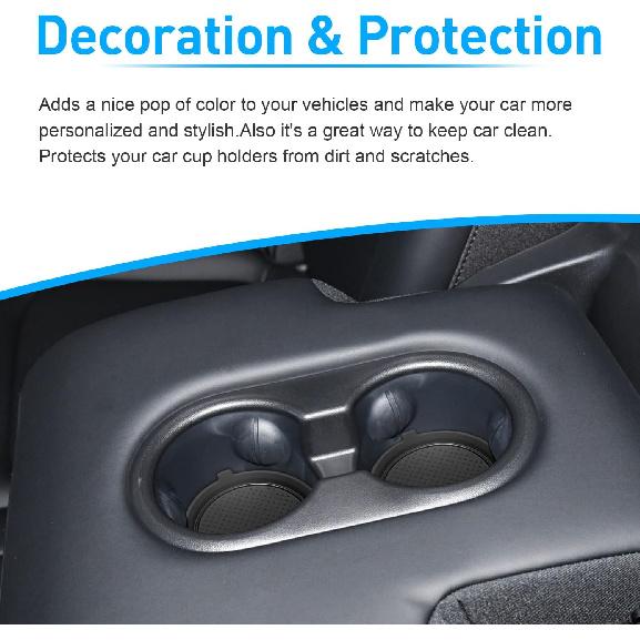 For Tesla Model 3 Accessories - Model Y -2024 2025 Cup Holder Erts Center Console Liner Coasters Mat Pad Interior Decoration 3D Silicone (Black Trim,