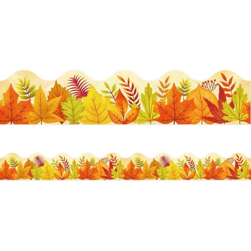 10m Bulletin Board Borders Autumn Classroom Blackboards Maple Leaf Border Trim Decoration for Poster Boards Decoration