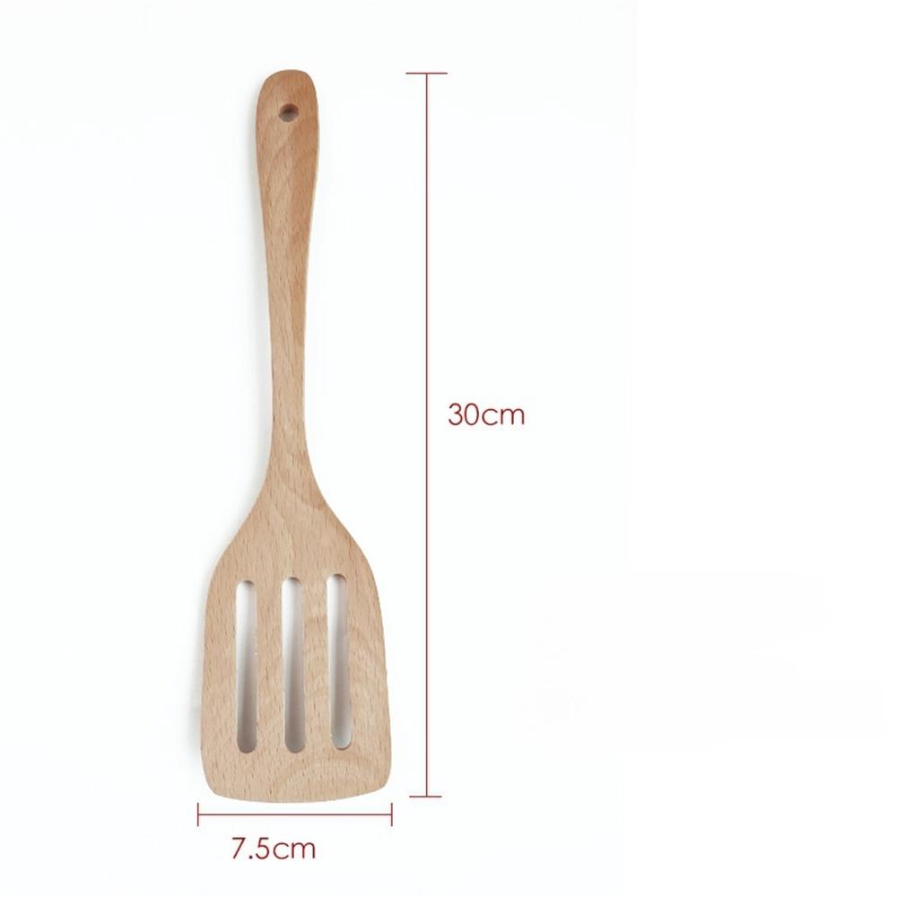 Beech Wooden Spatula Soup Spoon Utensils for Kitchen High Temperature Resistant Anti Slip Turners Home Kitchen Accessories Set