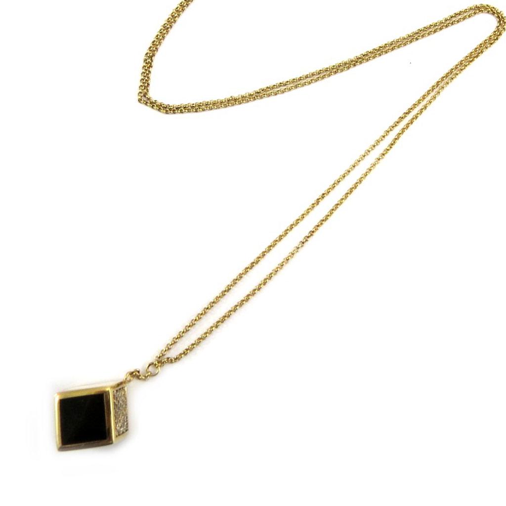 Altesse [L5355] - Gold Plated Necklace 'Calypso' Black White