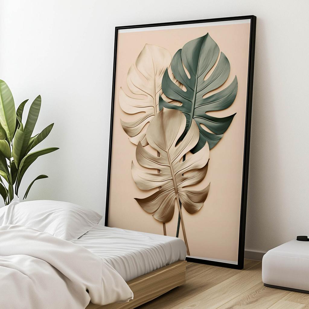 Złota Monstera Złota Monstera, 40X50 Cm, Bez Ramy, Papier Matowy 230 Gsm