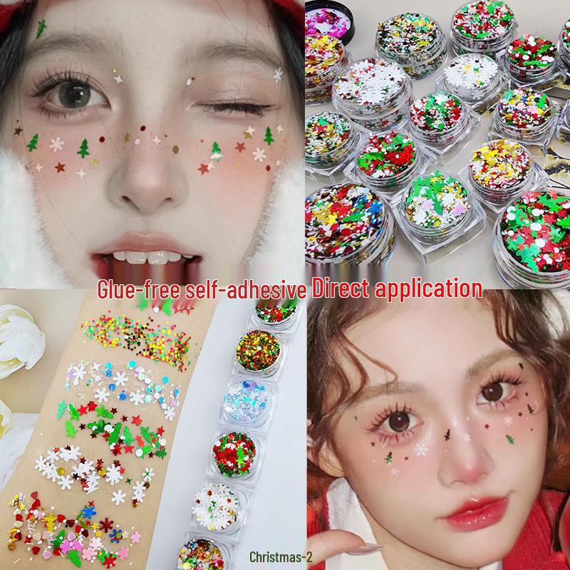 

Christmas Snowflake Face Glitter Stickers: Self-Adhesive, No Glue Needed, Perfect for Stage Makeup and Festive Looks