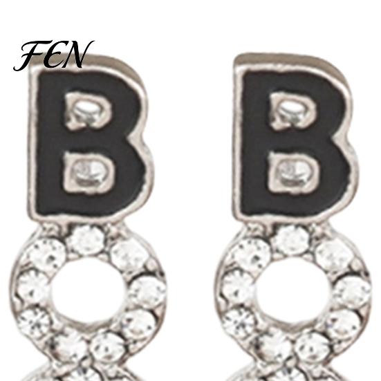 Sparkling Crystal Alloy Earrings 1 Pair Halloween BOO for Women, Sparkly Rhinestone Boo Elegant Drop Letter Stud Earrings, Holiday Costume Jewelry