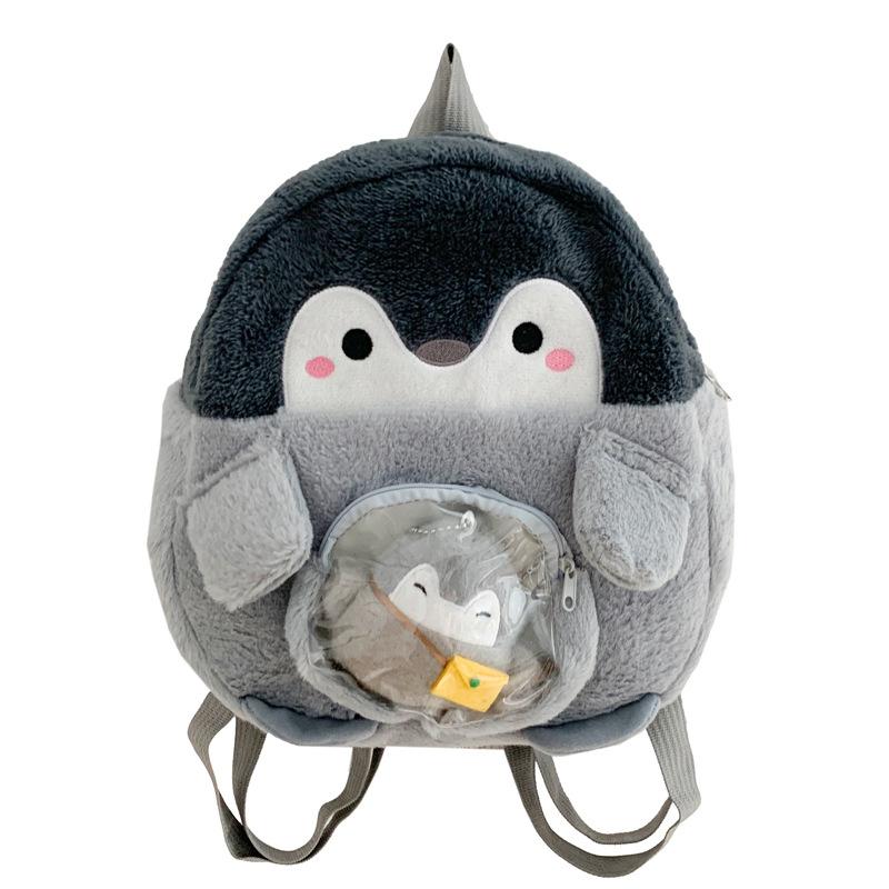 Backpack Penguin Cartoon Plush Large Capacity Embroidered Shoulder Bag Students