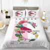 Flower Duvet Cover Set Words White Background with Colourful Flowers Pattern Bike King Size for Boys Girls Polyester Bedding Set