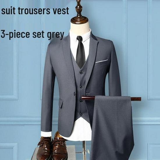 Men's Korean Style Business Suit: Three-Piece Trendy Casual Groomsmen Outfit