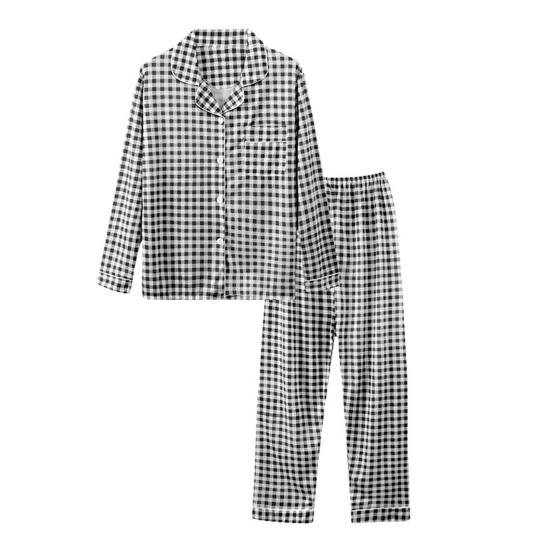 

2 шт./комплект пижамный костюм с принтом в горошек однобортный кардиган рубашка V-образный вырез L черный белый