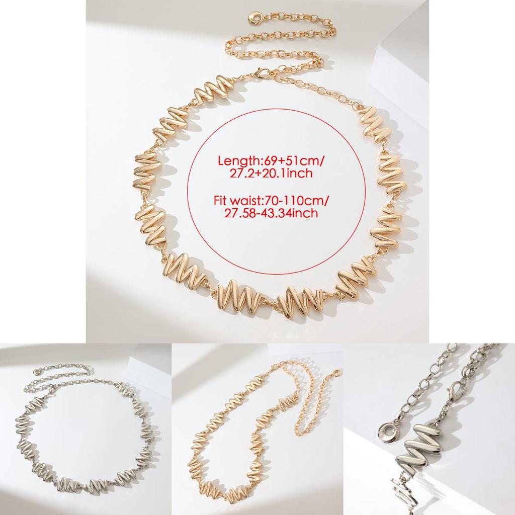 Fashionable Metal Waist Chain For Women With Polished Surface And Ethnic Style