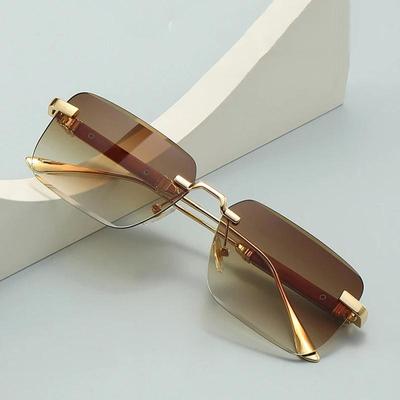 Occhiali da sole senza montatura da donna Occhiali da sole quadrati di lusso alla moda da uomo Occhiali moda vintage Occhiali da sole di lusso da uomo Zonnebril