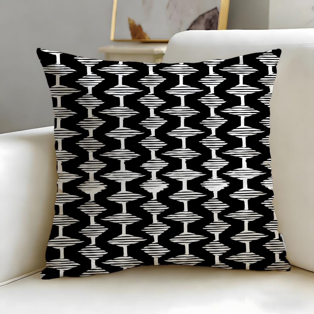Classic Art Modern Geometric Style Cushion Cover Soft  EasyWash Pillow Case  Versatile for Couch Bed Travel and Office