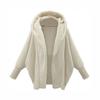 Moda Donna Giacca Felpa Larga Retro Calda Tinta Unita Manica Lunga con Cappuccio Larga in Pile di Peluche